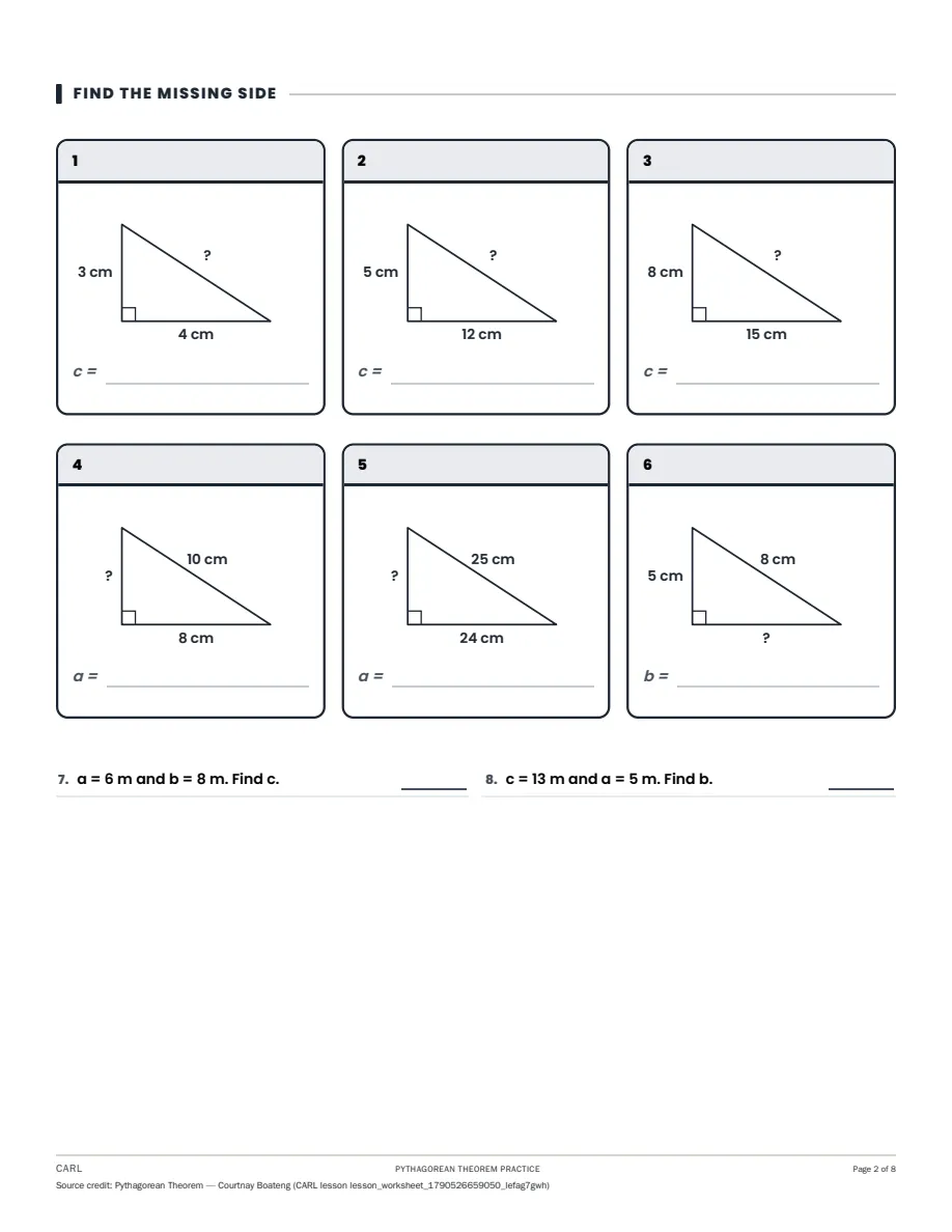Pythagorean theorem preview