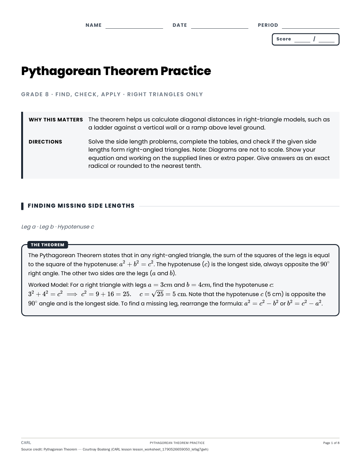 Pythagorean theorem preview