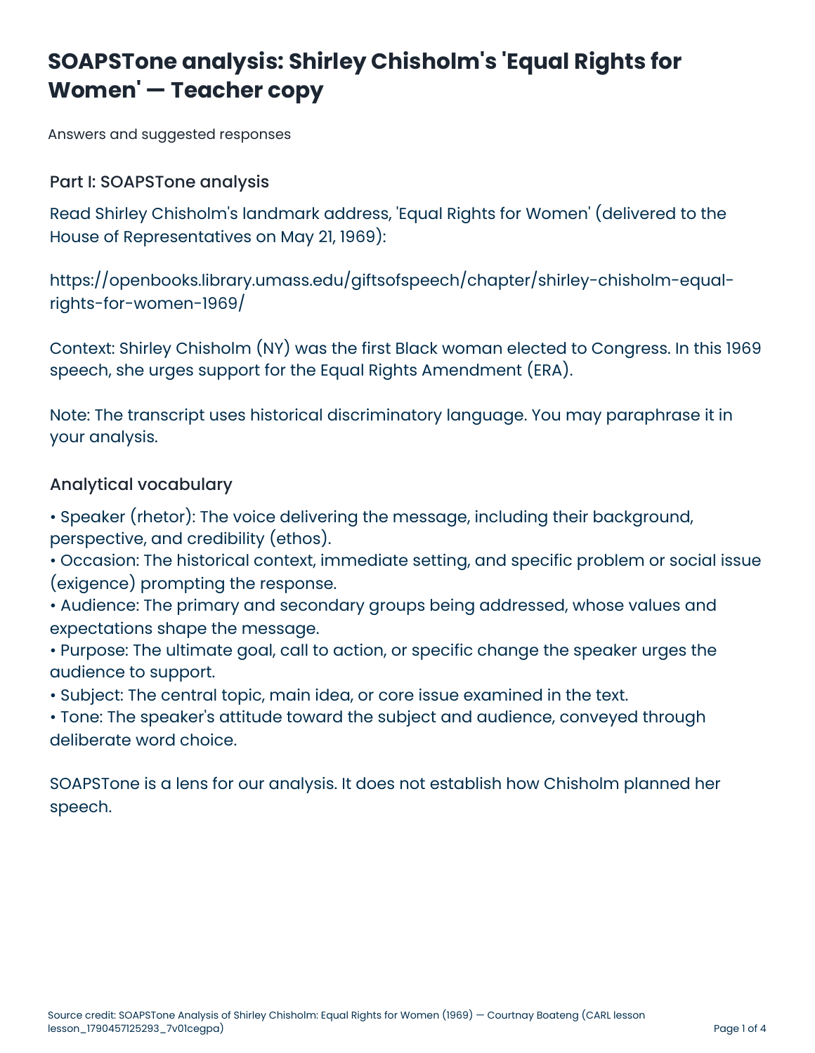 SOAPSTone speech analysis preview