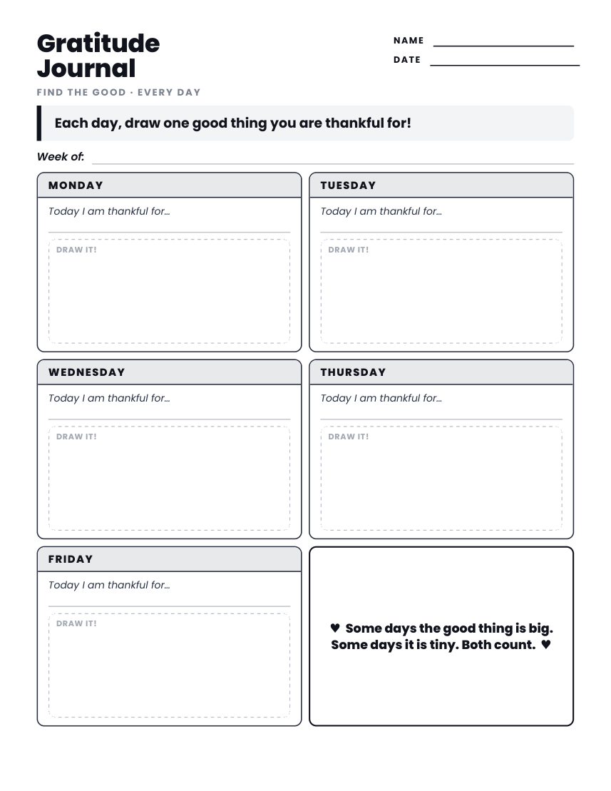 Kindergarten gratitude journal worksheet preview