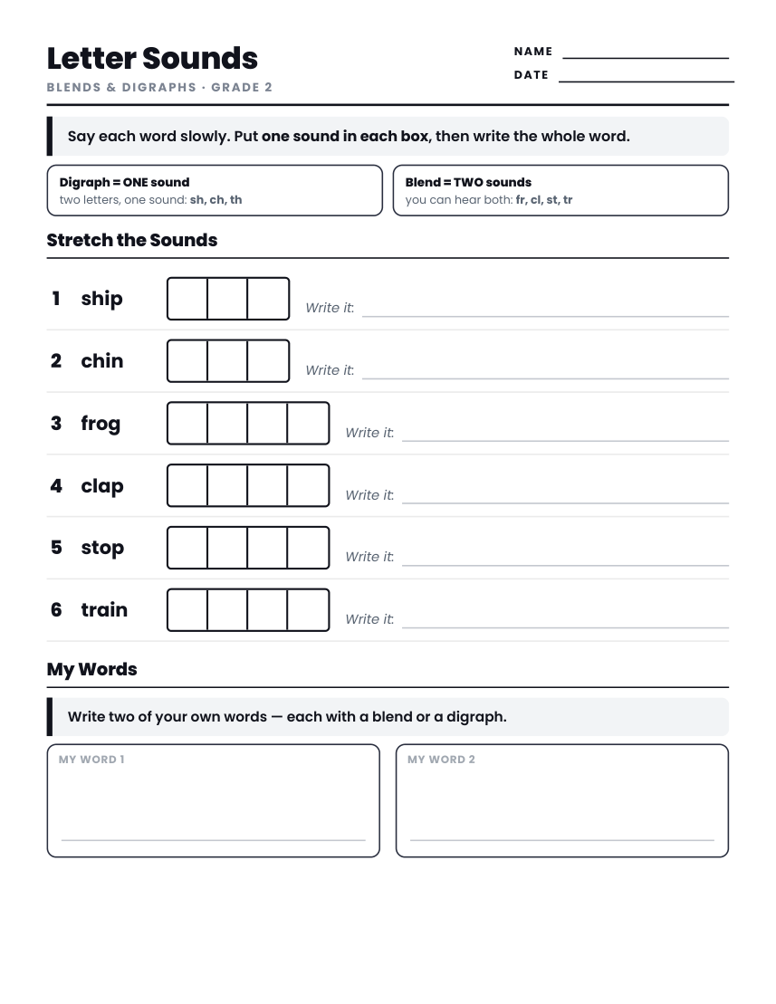 Grade 2 phonics letter sounds worksheet preview