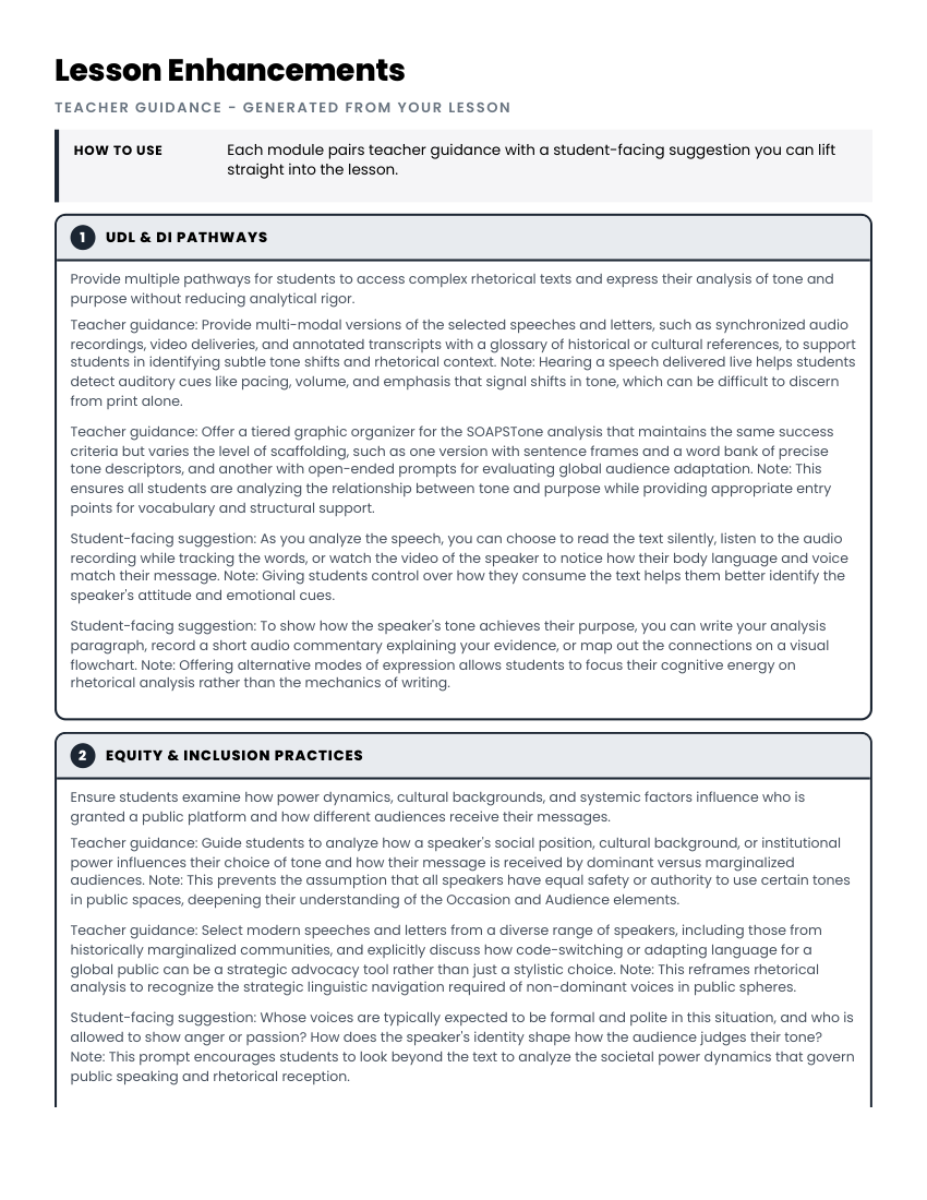 SOAPSTone lesson inclusive-support enhancements preview