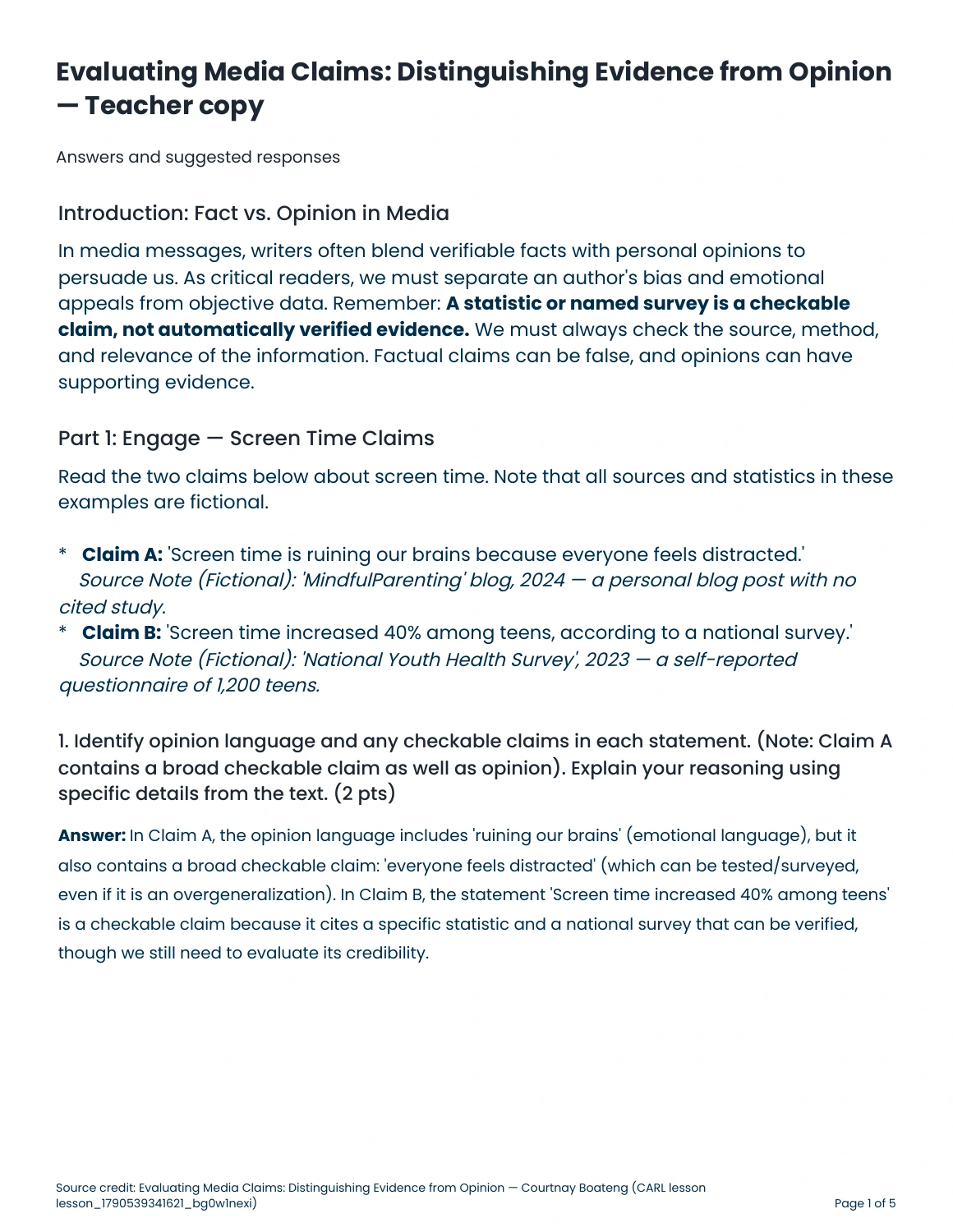 Evaluating media claims preview