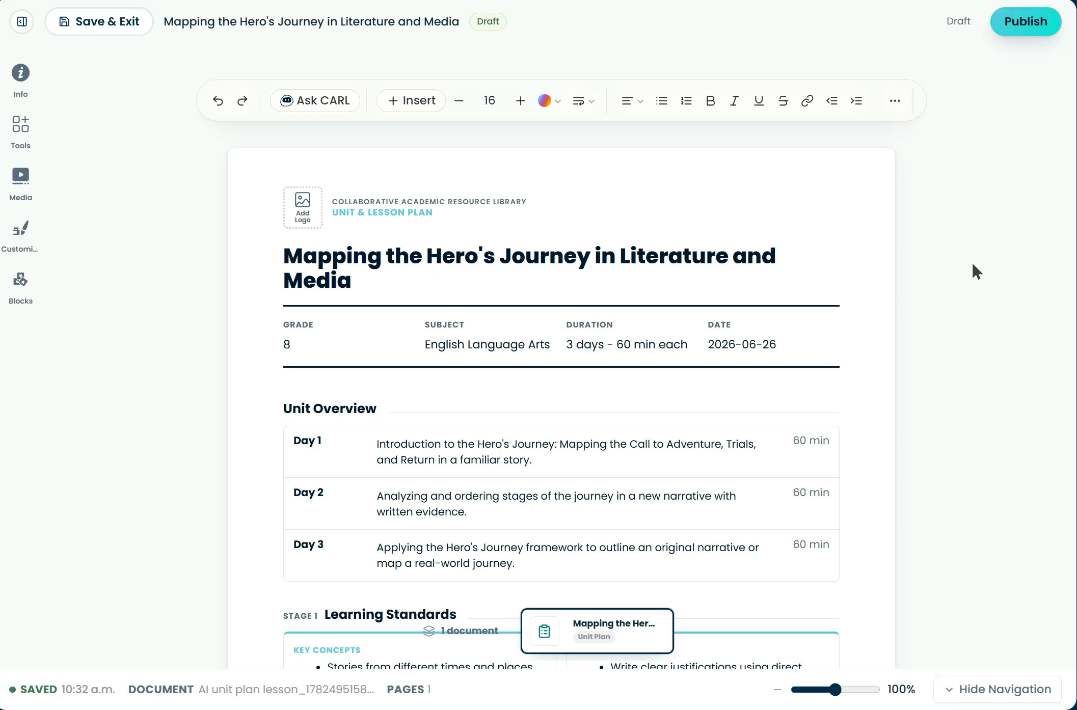 The Browse Teaching Resources panel