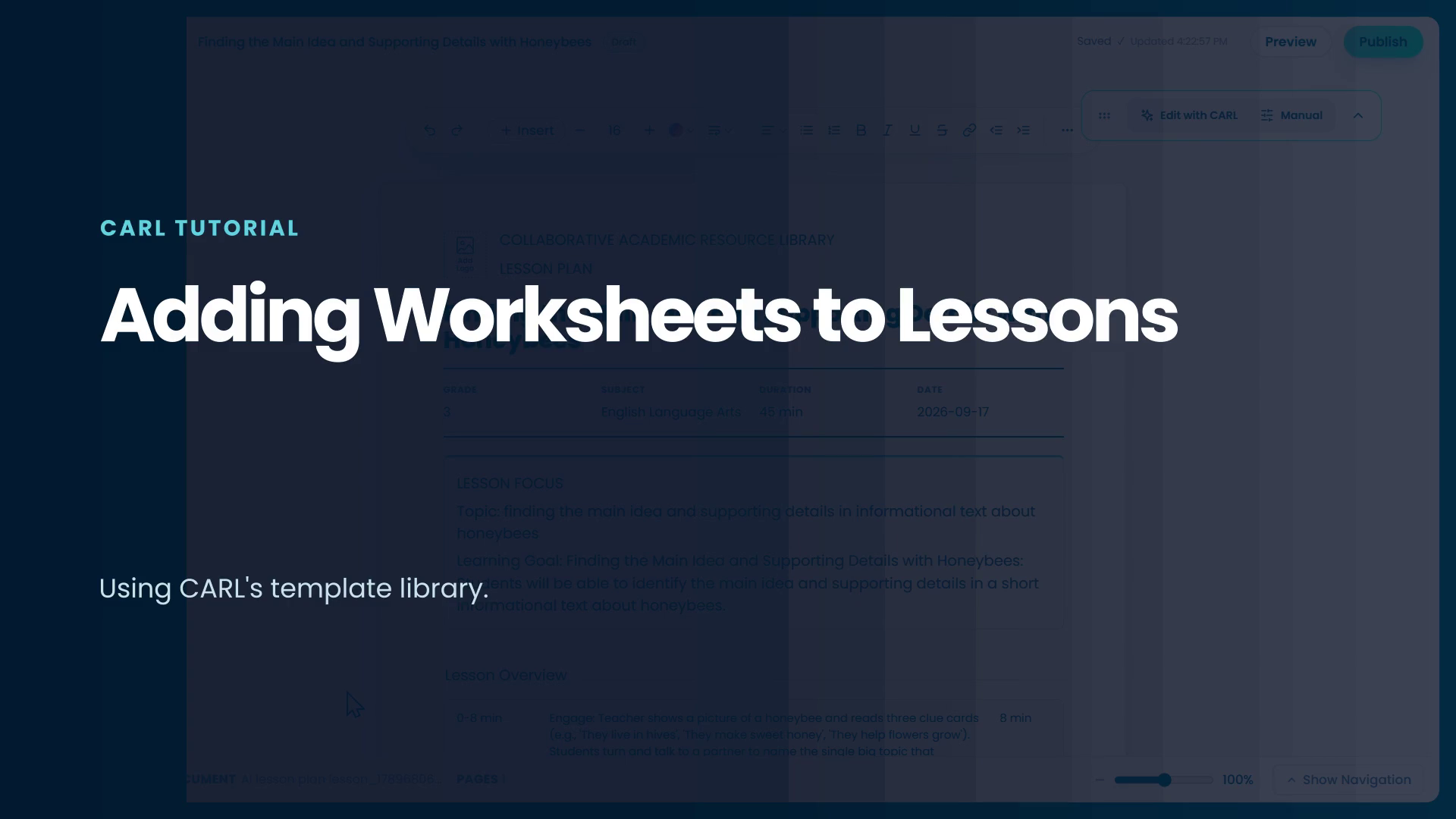 The Activity Library, browsing worksheet templates