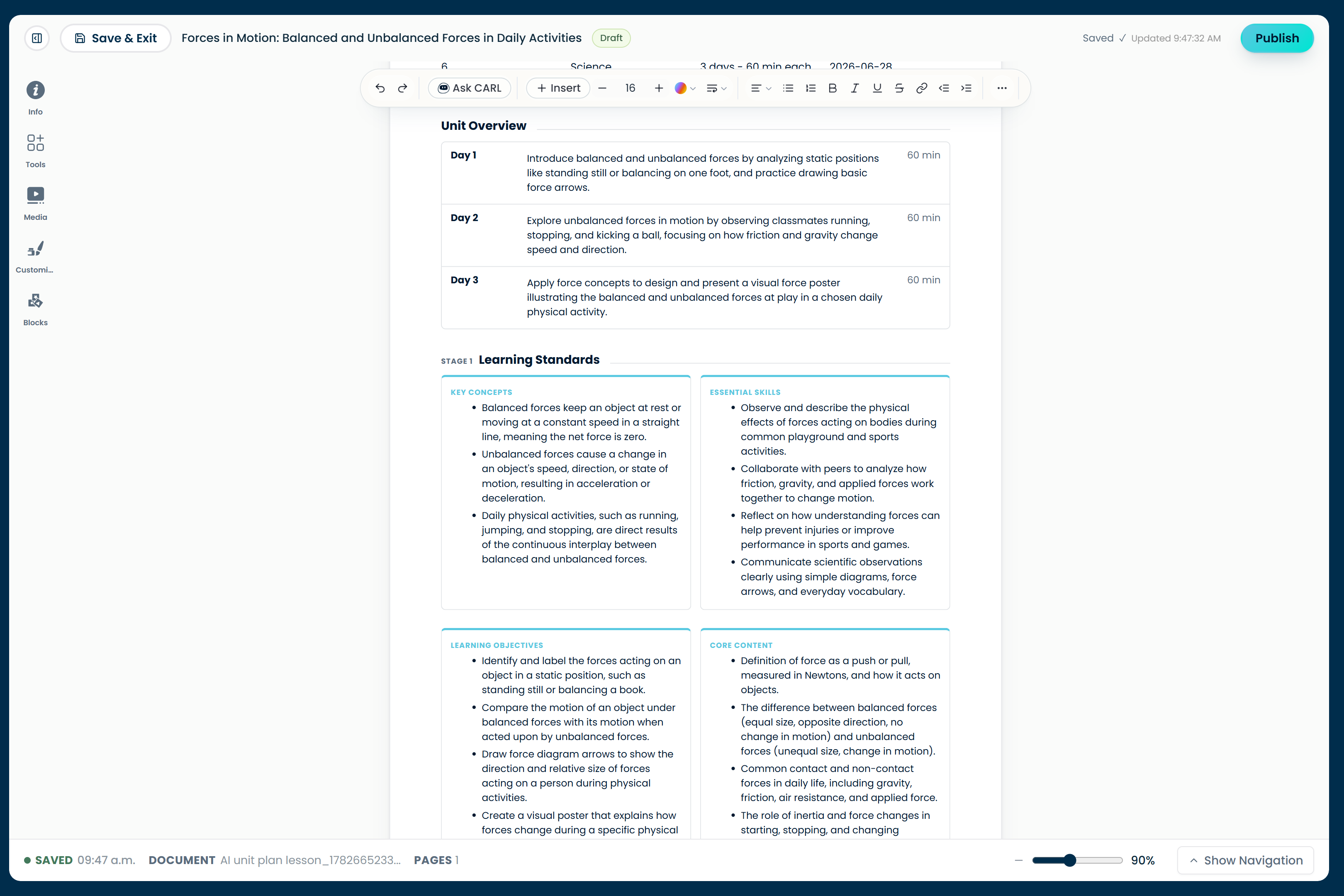 Stage 1 — Learning Standards