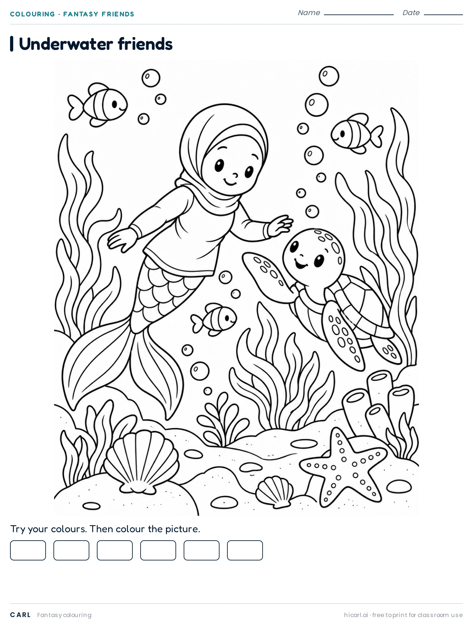 Underwater Friends 2 colouring page preview