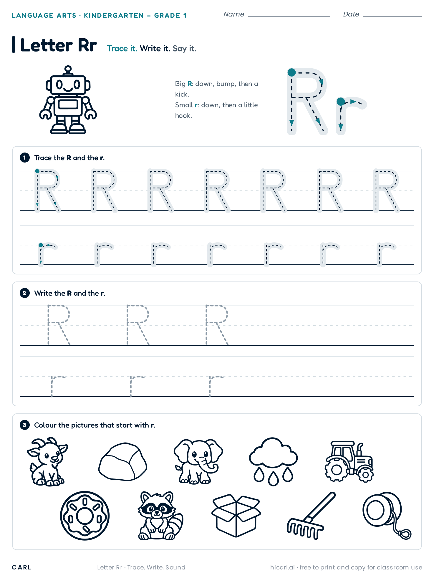 Letter Rr worksheet preview