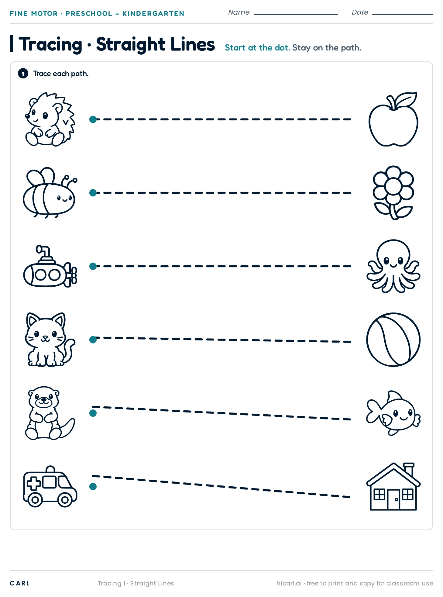 Straight-line tracing worksheet preview