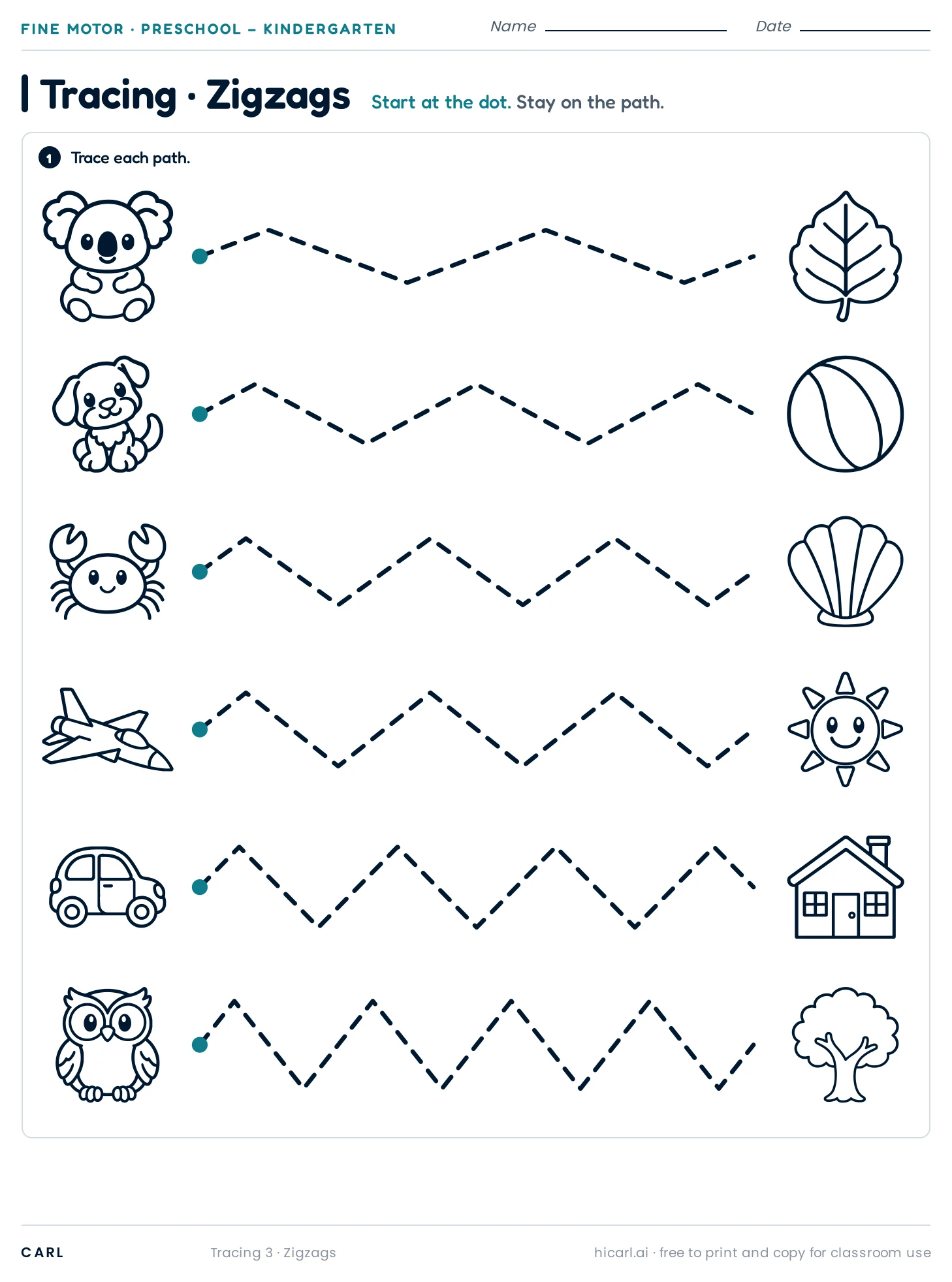 Corners and zigzags tracing worksheet preview