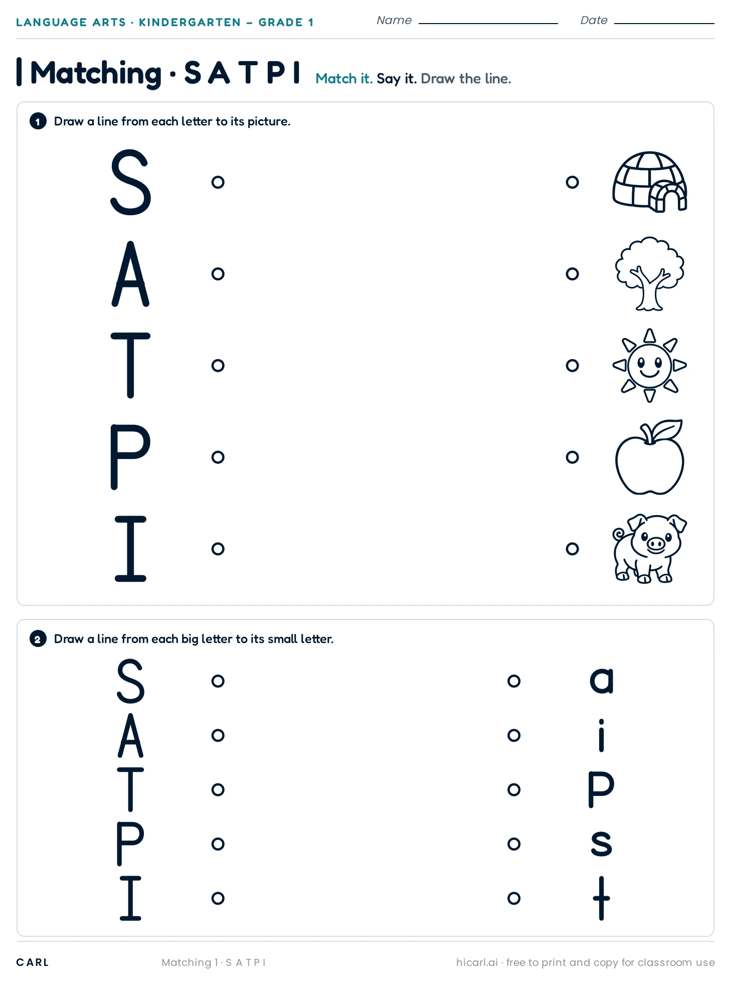 Letter matching worksheet preview