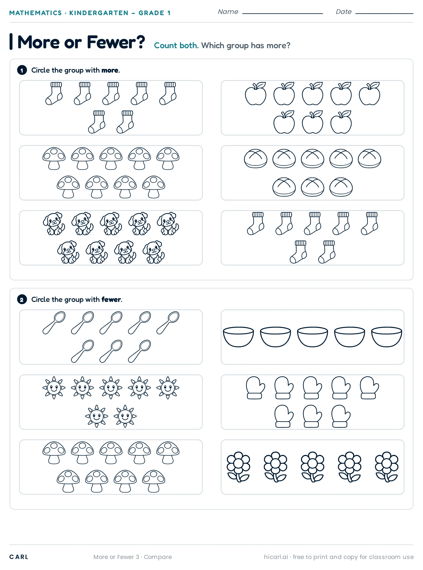 More or fewer, sheet 3 preview
