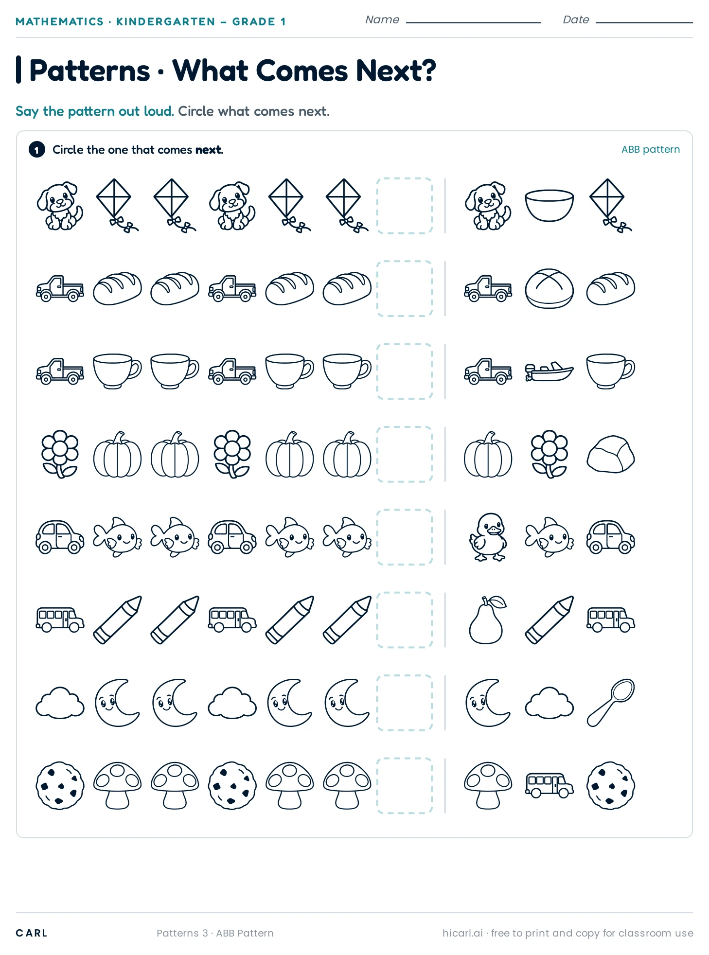ABB Pattern worksheet preview