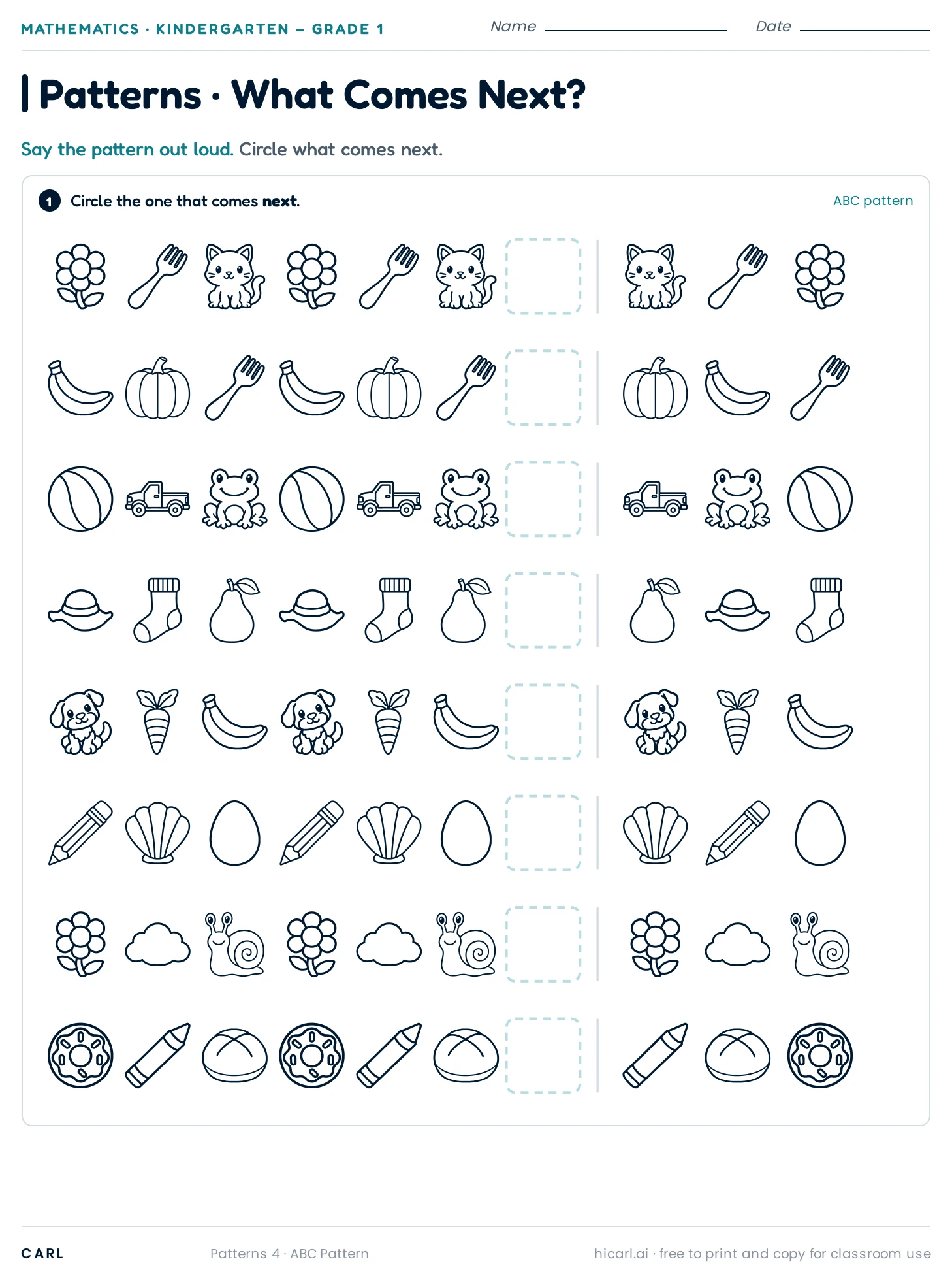 ABC Pattern worksheet preview