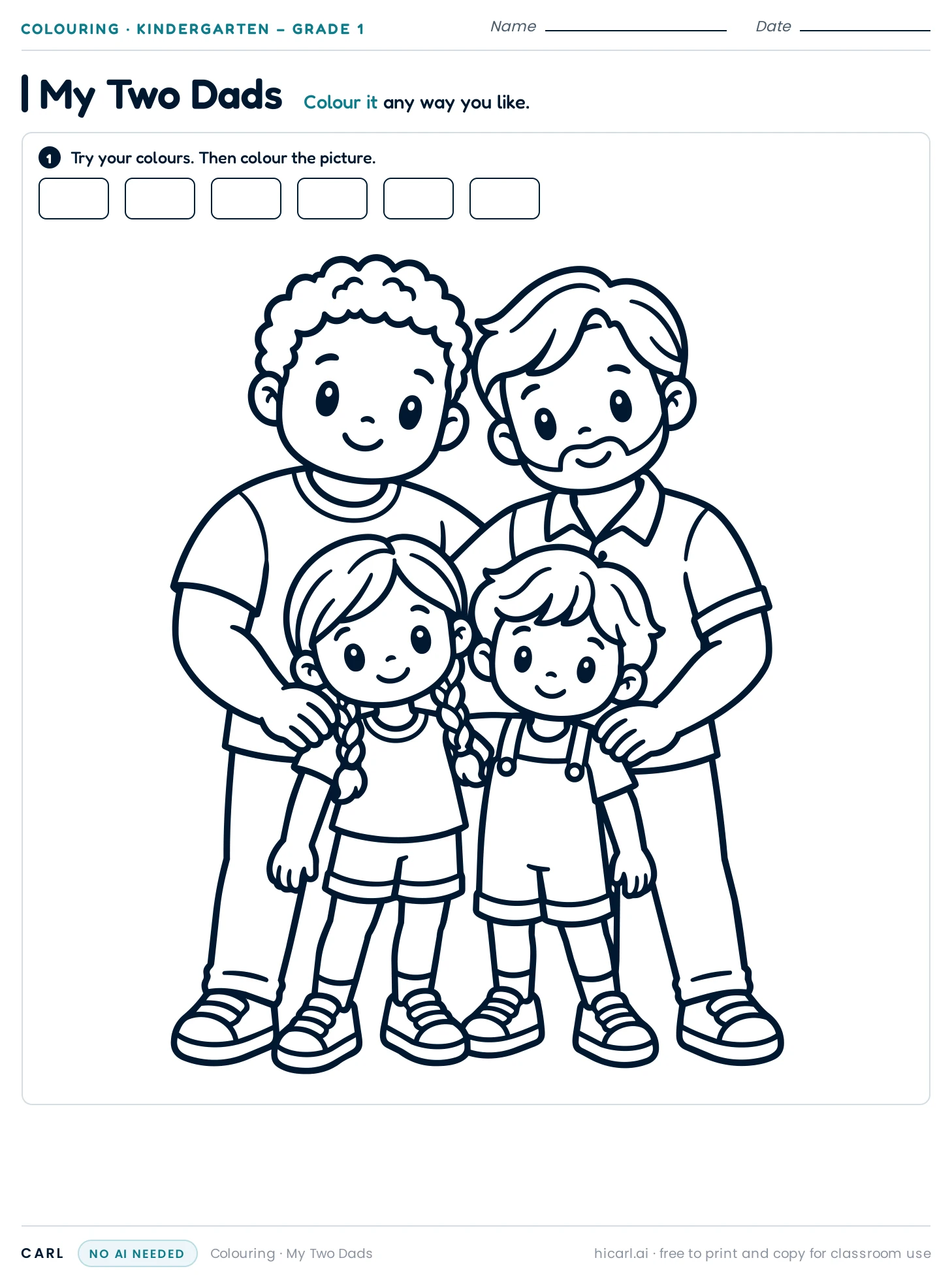 My Two Dads colouring page preview