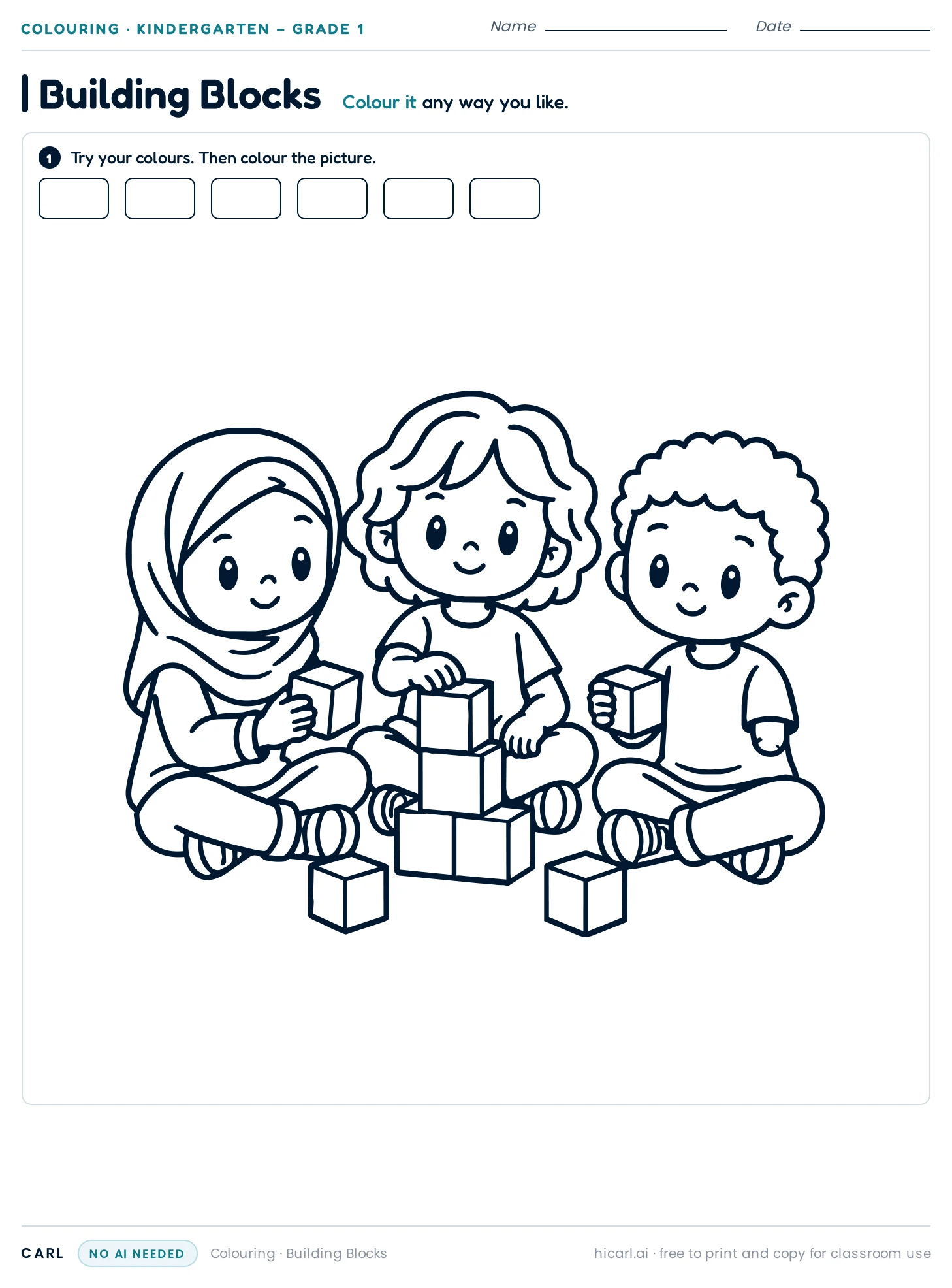 Building Blocks colouring page preview