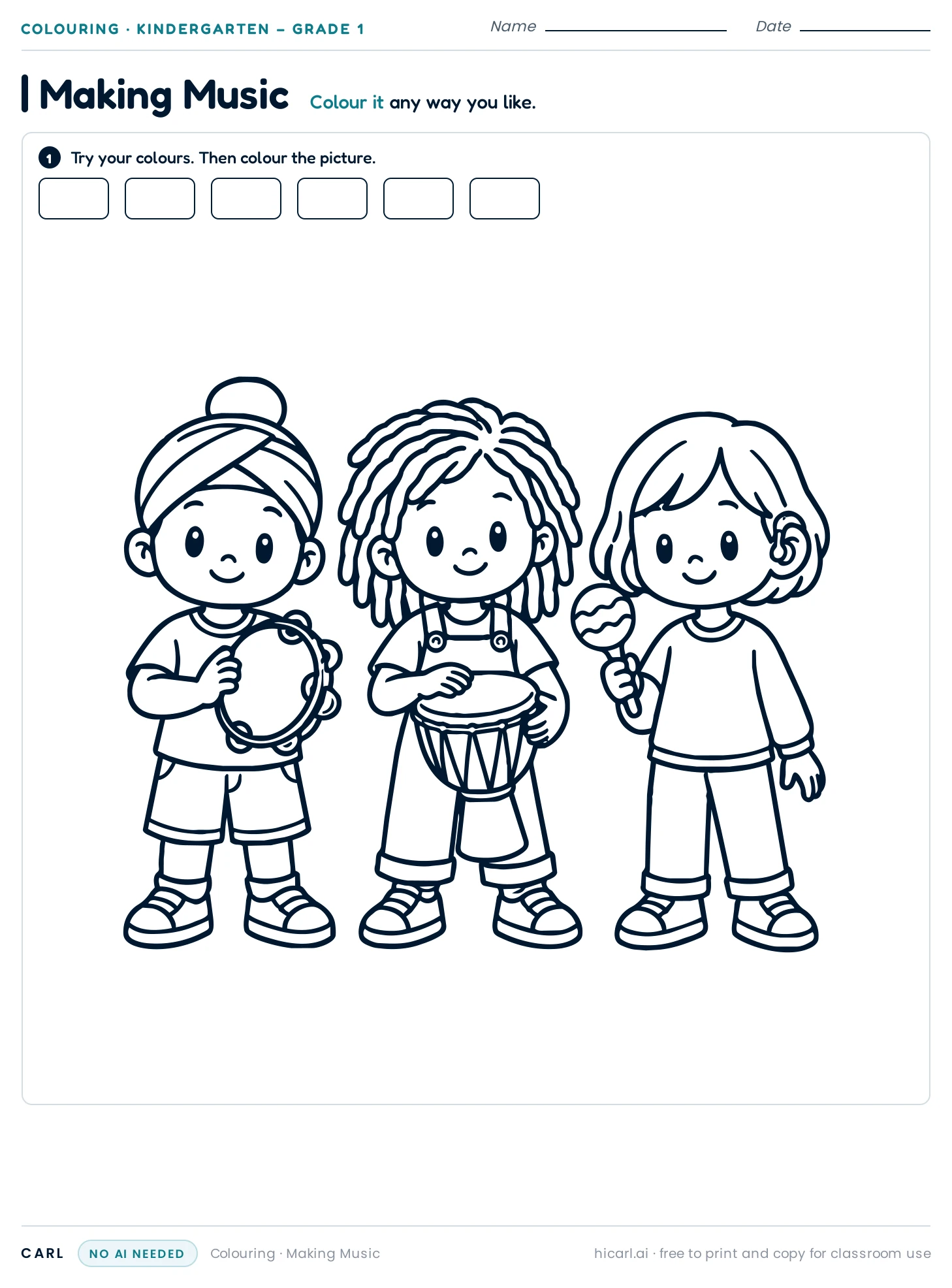 Making Music colouring page preview