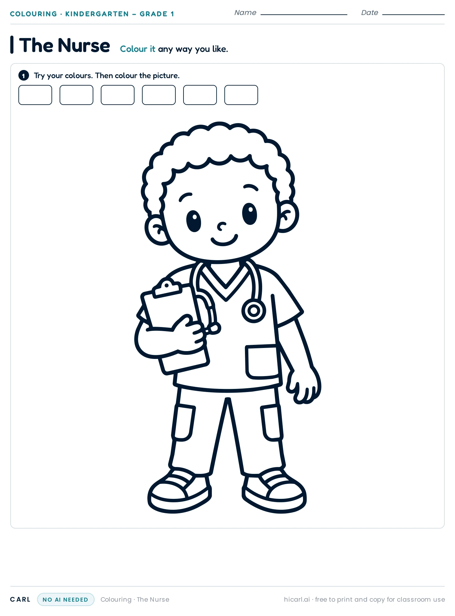 The Nurse colouring page preview