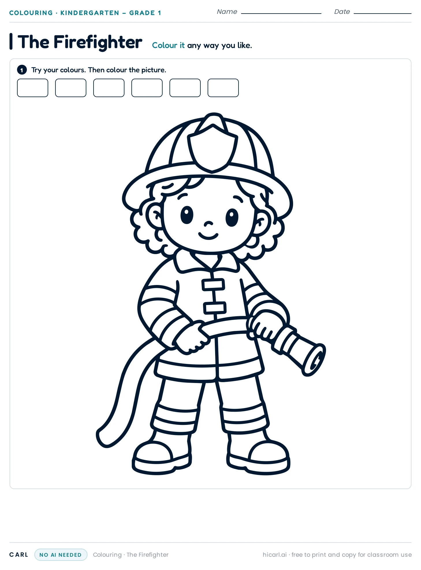 The Firefighter colouring page preview
