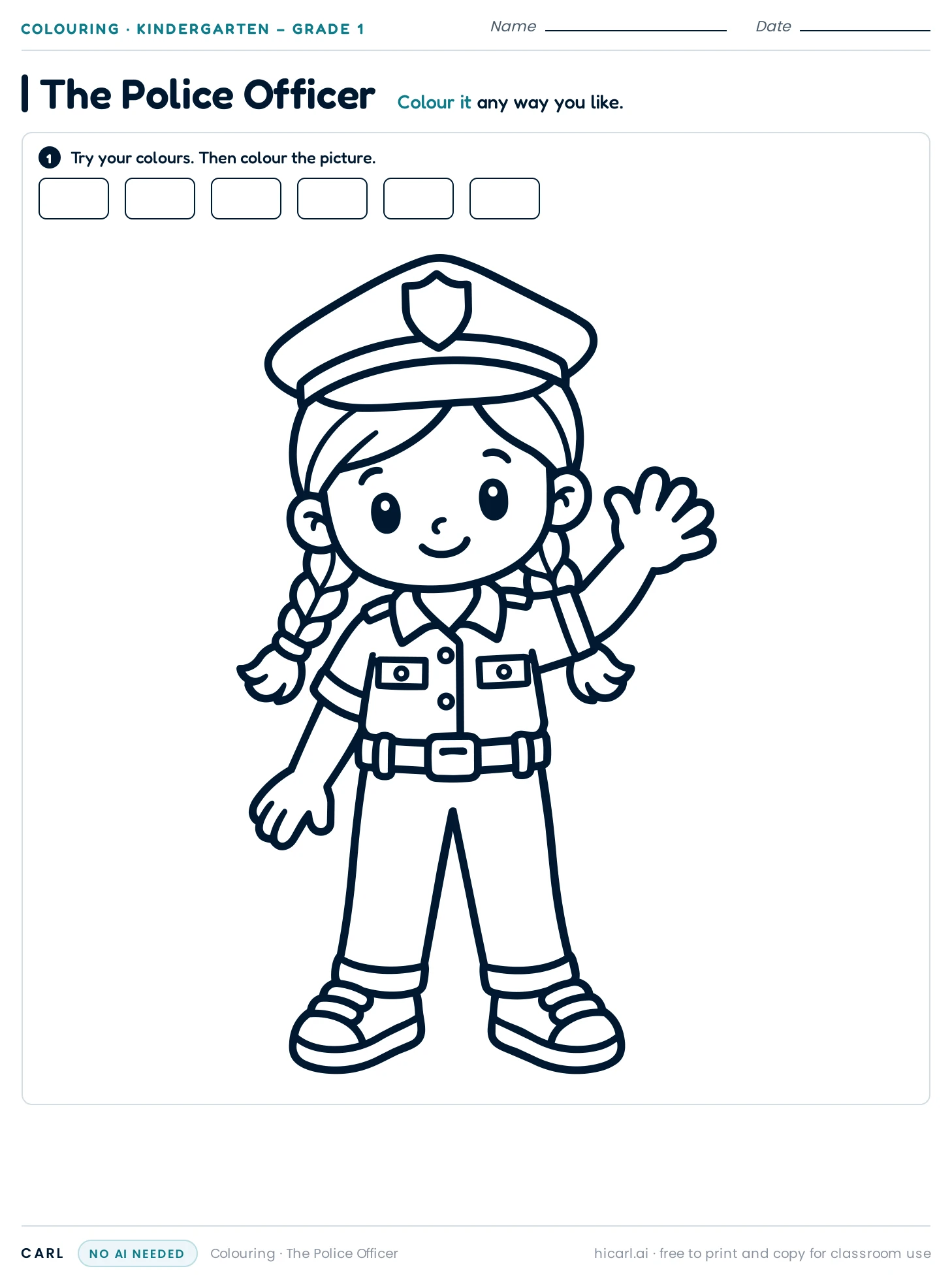 The Police Officer colouring page preview