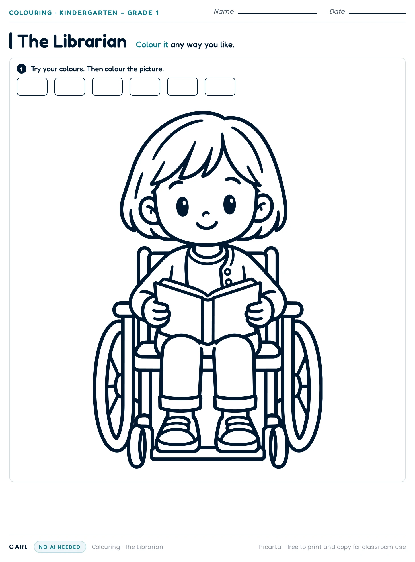 The Librarian colouring page preview