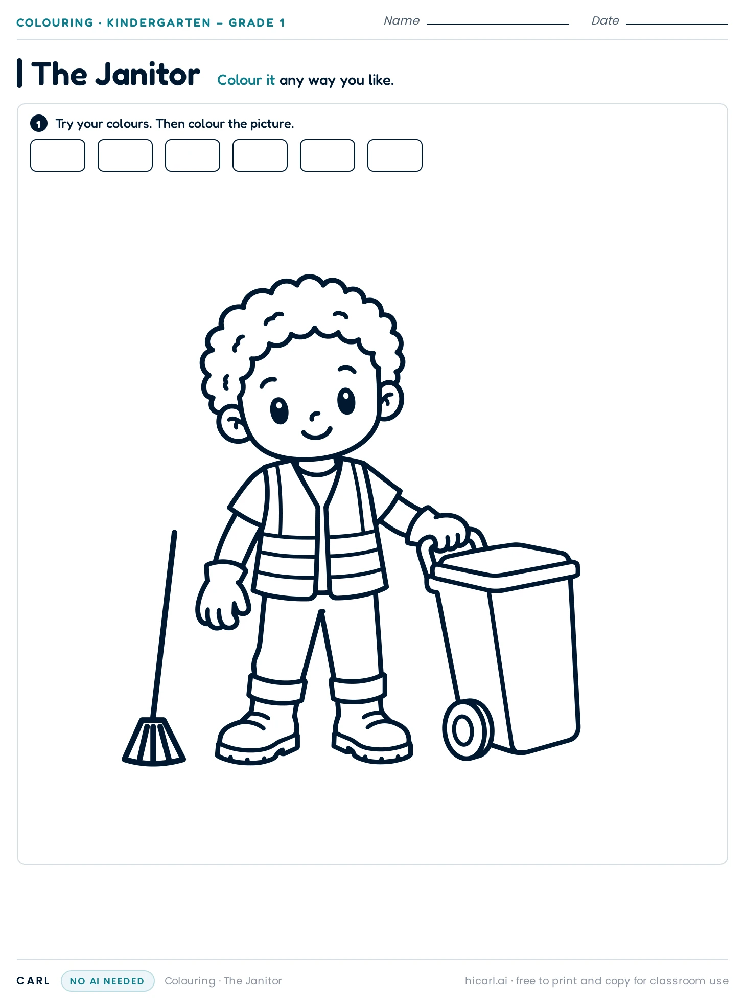 The Janitor colouring page preview
