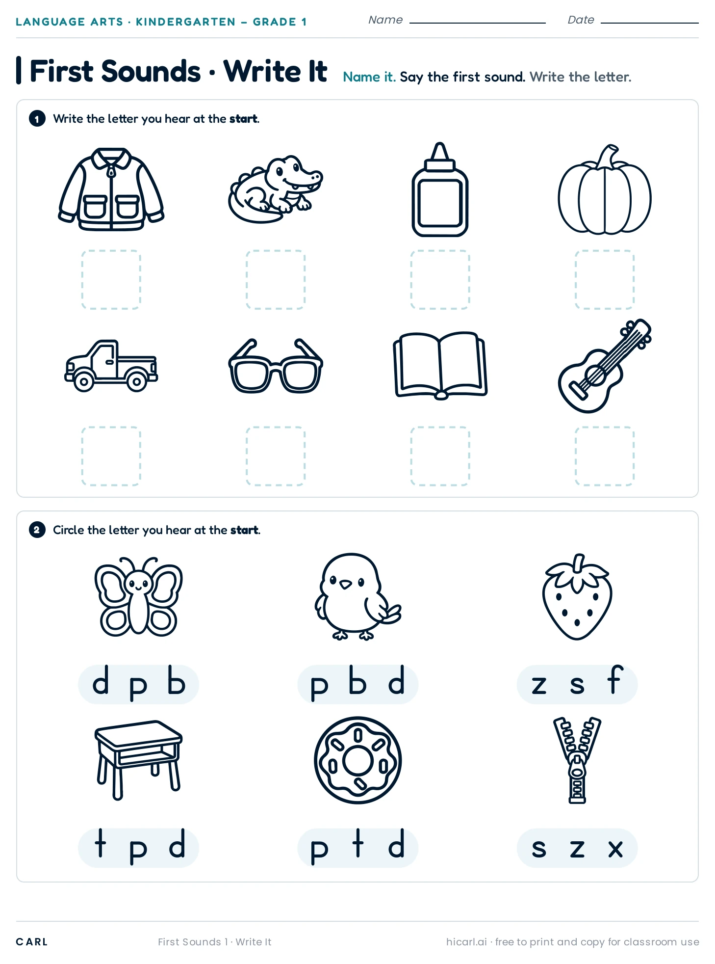 Sounds and alphabet order preview