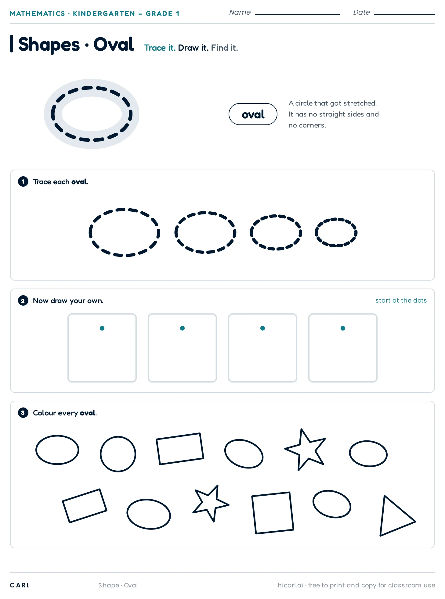Oval worksheet preview