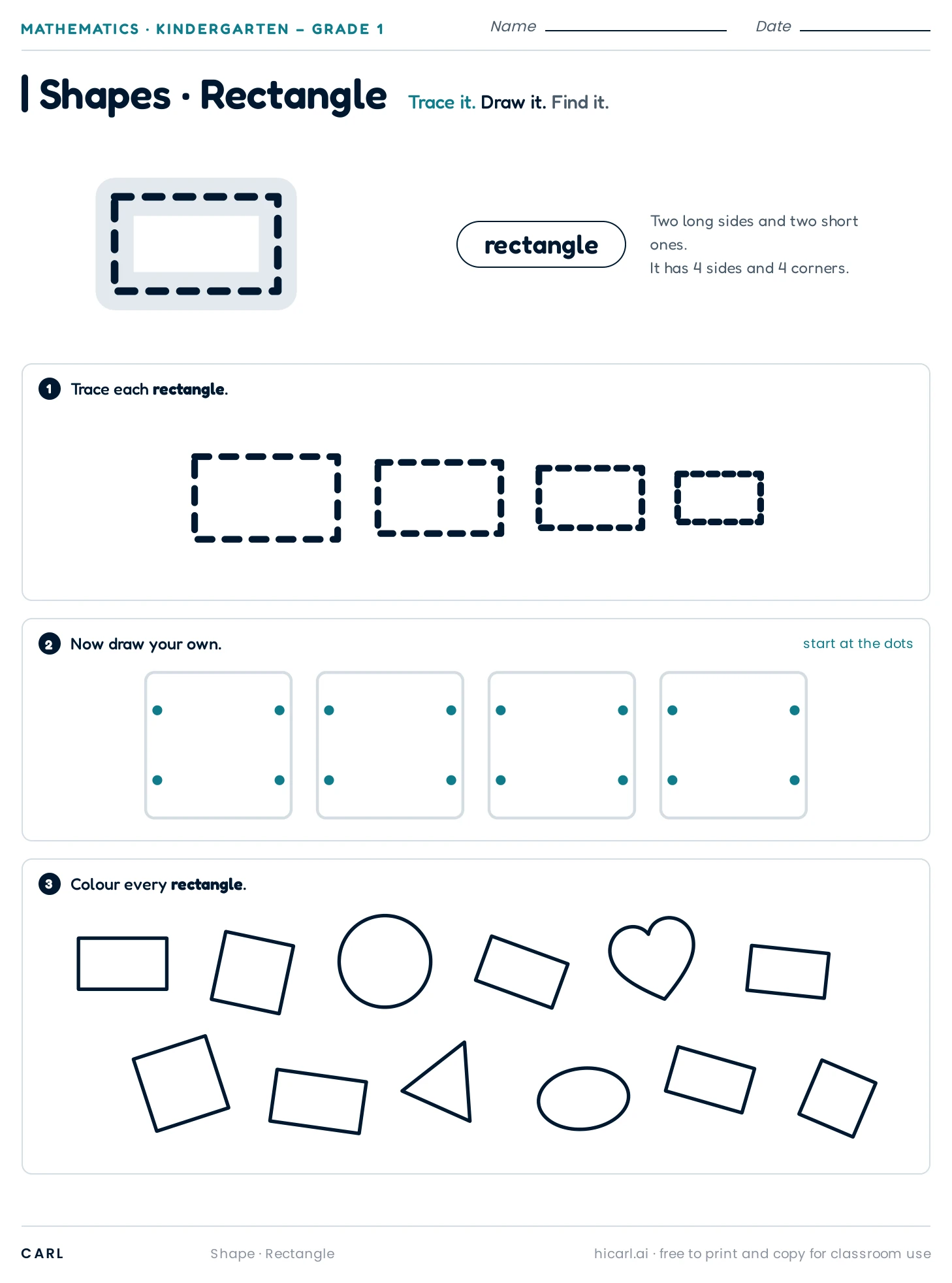 Rectangle worksheet preview