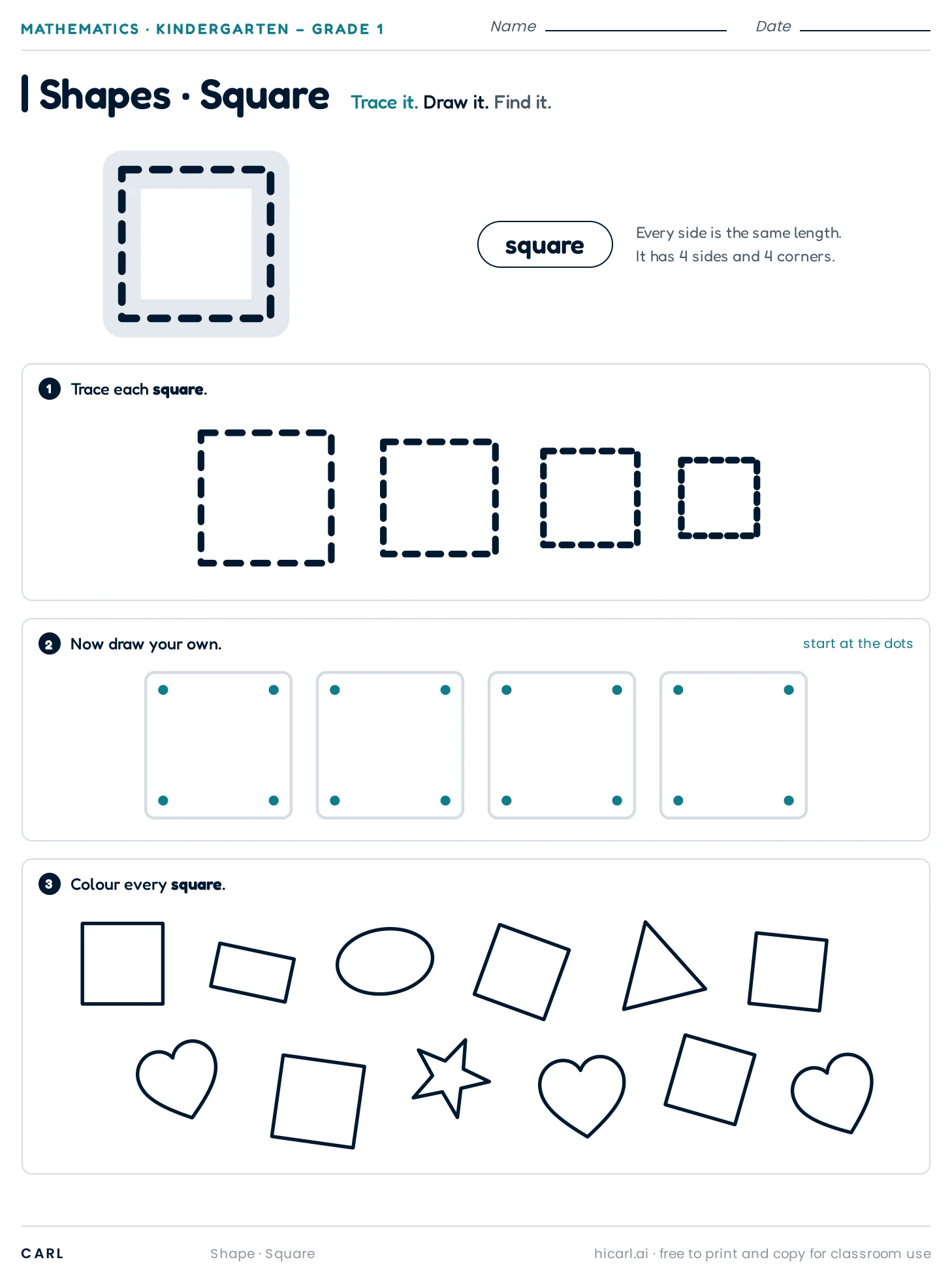 Square worksheet preview