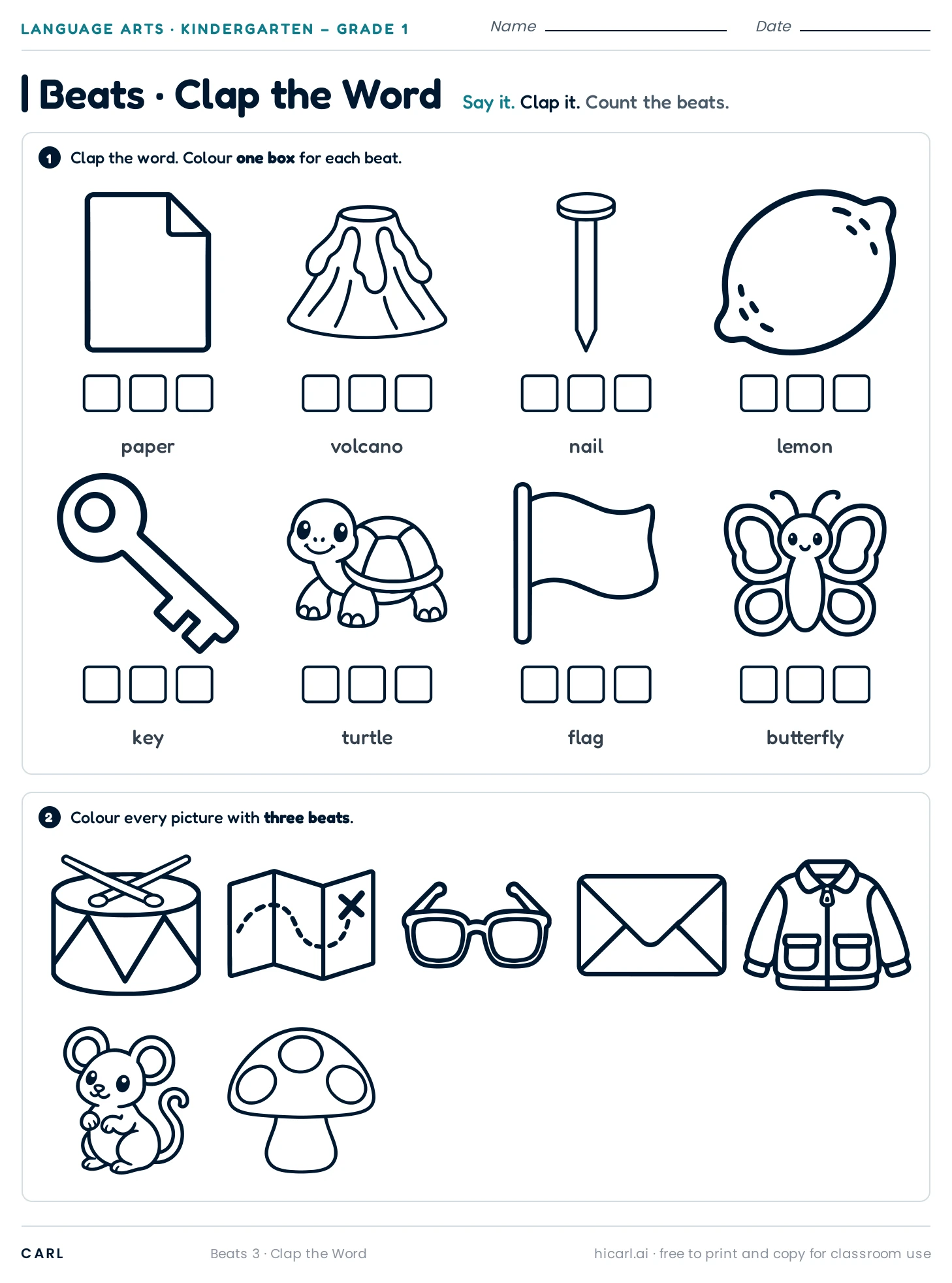 Clap the syllables, sheet 3 preview